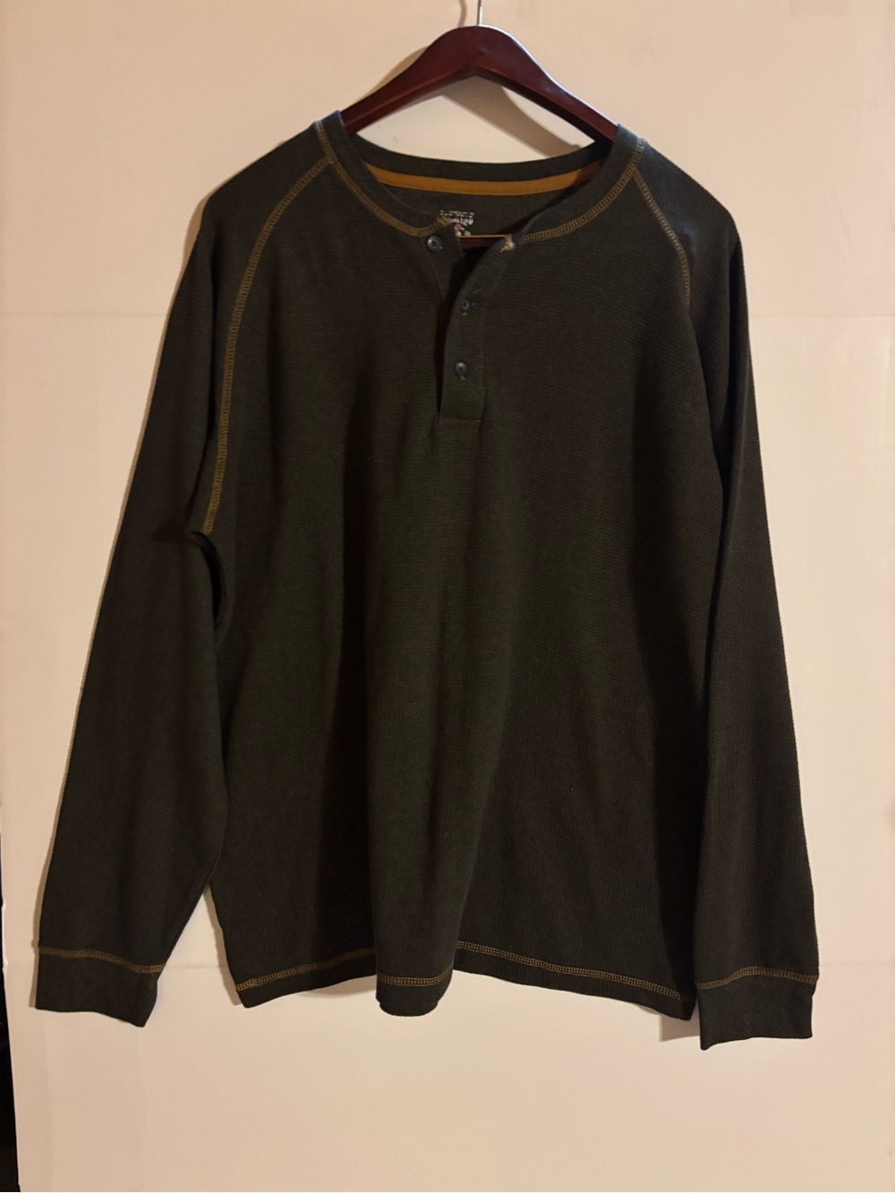 RedHead Men's Green Waffle-Knit Long Sleeve Henley 2XL